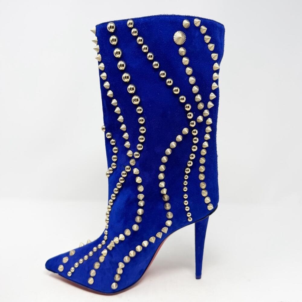 Christian Louboutin Astrilarge Booty Pika Studded Spike Suede Boots Size EU 37 - Picture 9 of 13